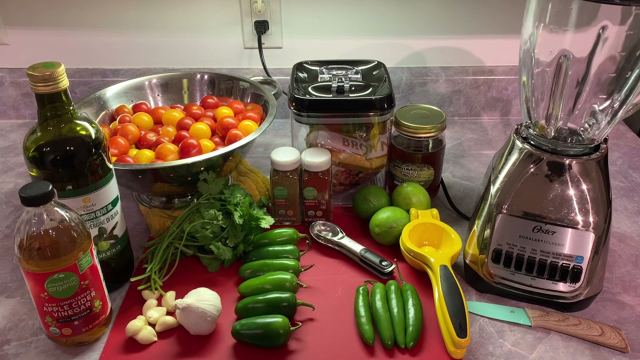 Homemade Salsa with Organic Cherry Tomatoes from the Garden