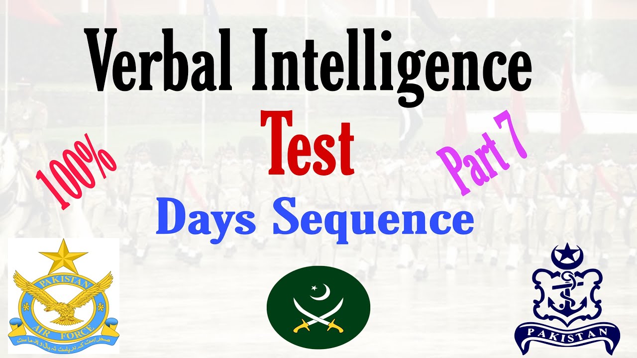Pass Verbal Intelligence Test Pak Army/Pak Navy/PAF | Days Related Questions | Part 7