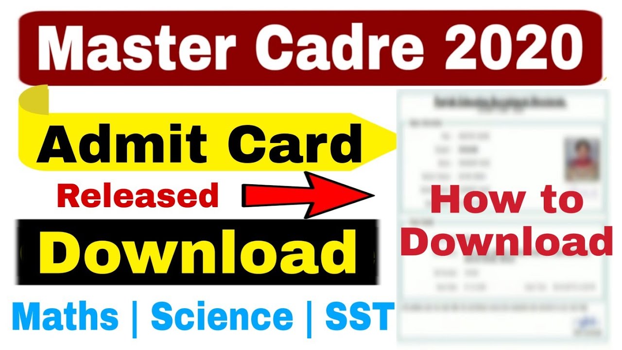 Admit Card Released Master Cadre 2020 || Maths, Science, SST || Download || How to Download