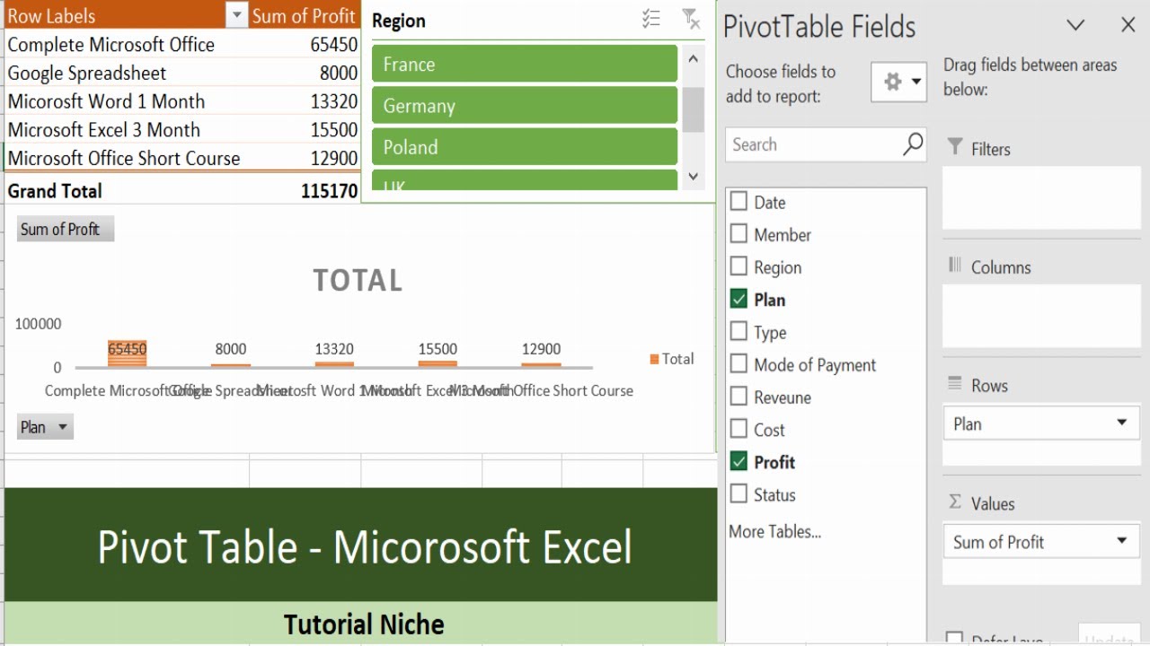 Creating Pivot Table with Charts and Slicer in Microsoft Excel - Easy Steps