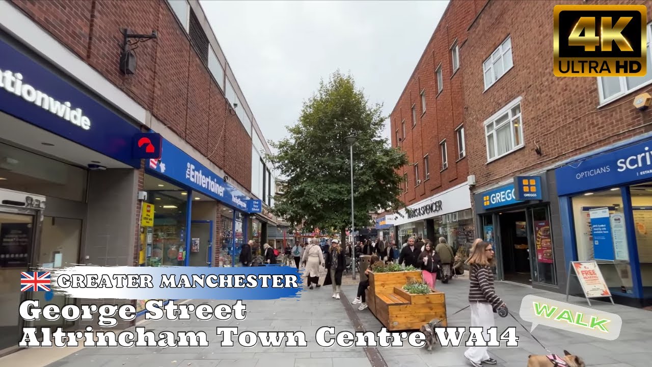 Altrincham WA14,George Street,Stamford Quarter City Walk Tour 4K