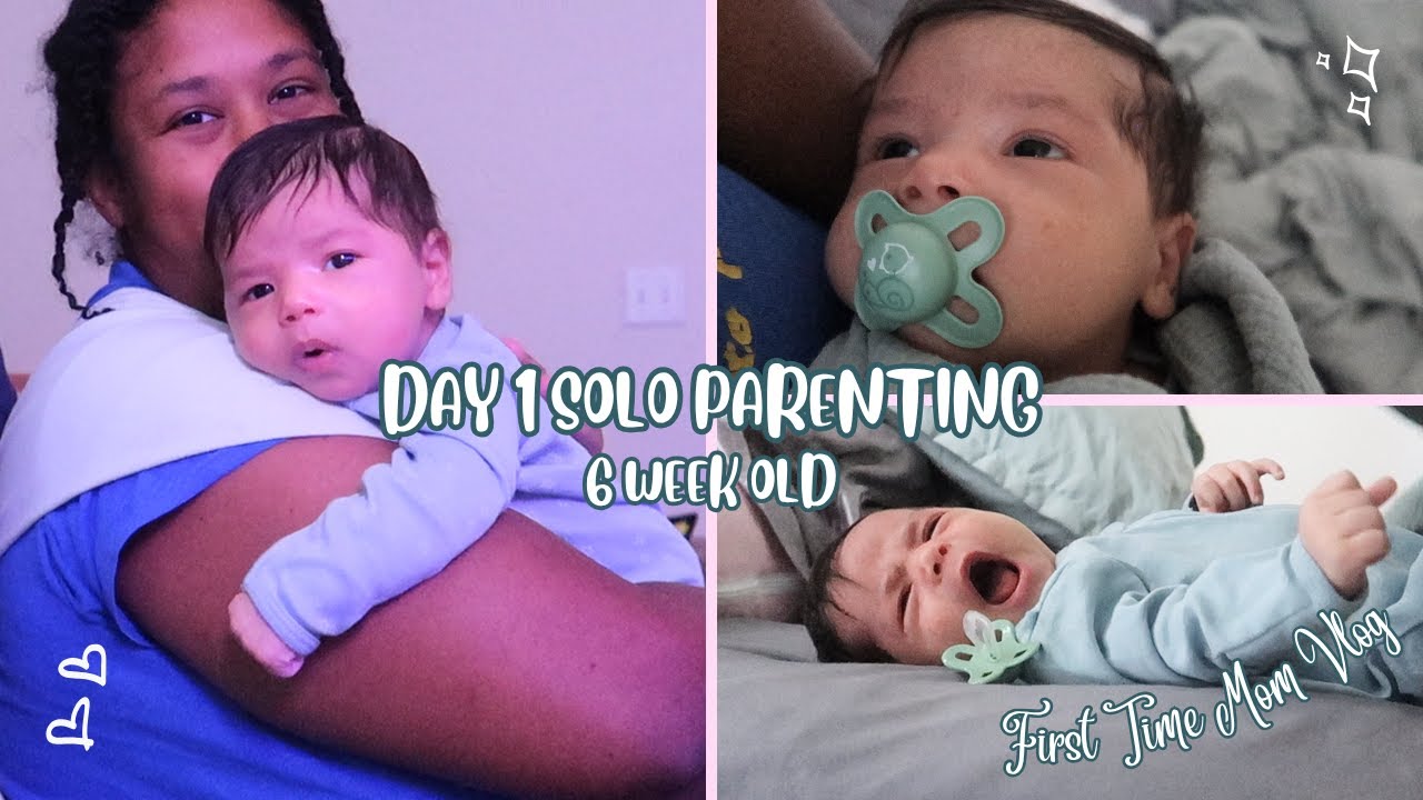 First Day Solo Parenting 6 Week Old New Born | First Time Mom Vlog | Day 1