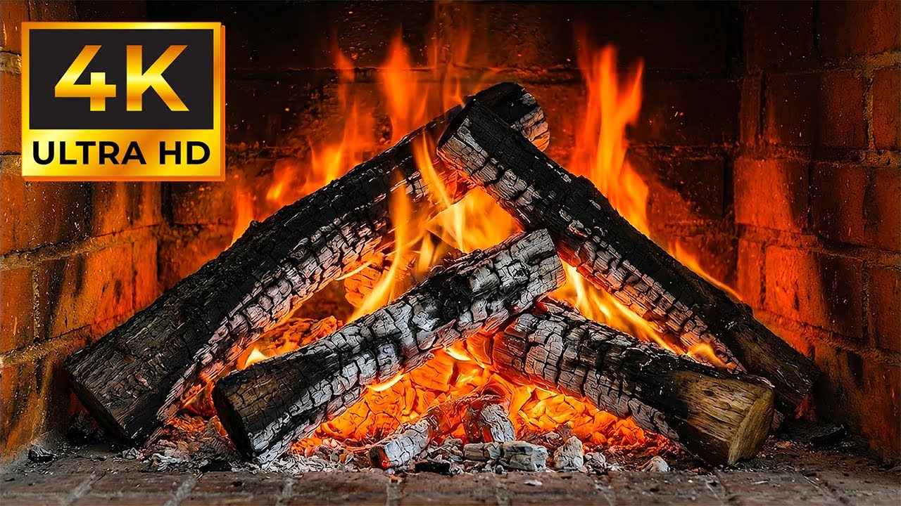 🔥 Cozy Fireplace 4K – Natural Fire Sounds for Sleep & Relaxation 10 Hours