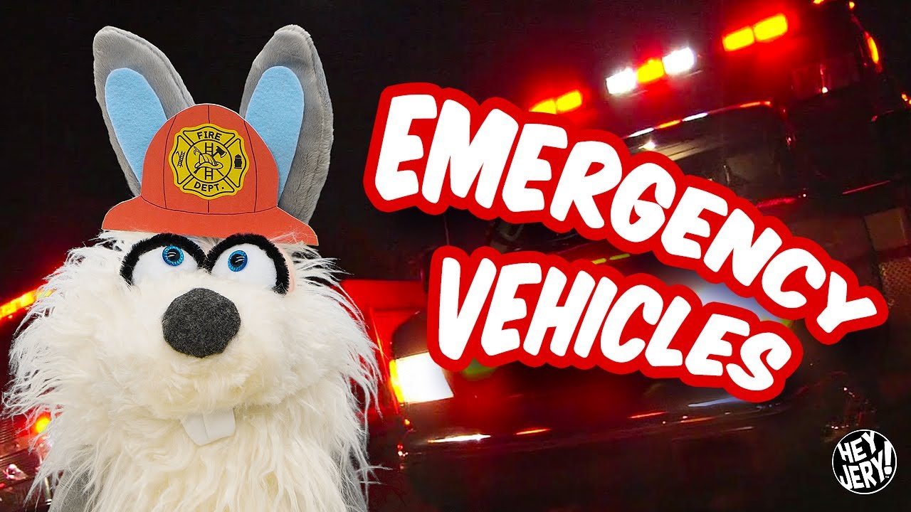 Emergency Vehicles for Kids – Police Car 🚓 Fire Truck 🚒  Ambulance 🚑 | Learning Video | Hey Jery!