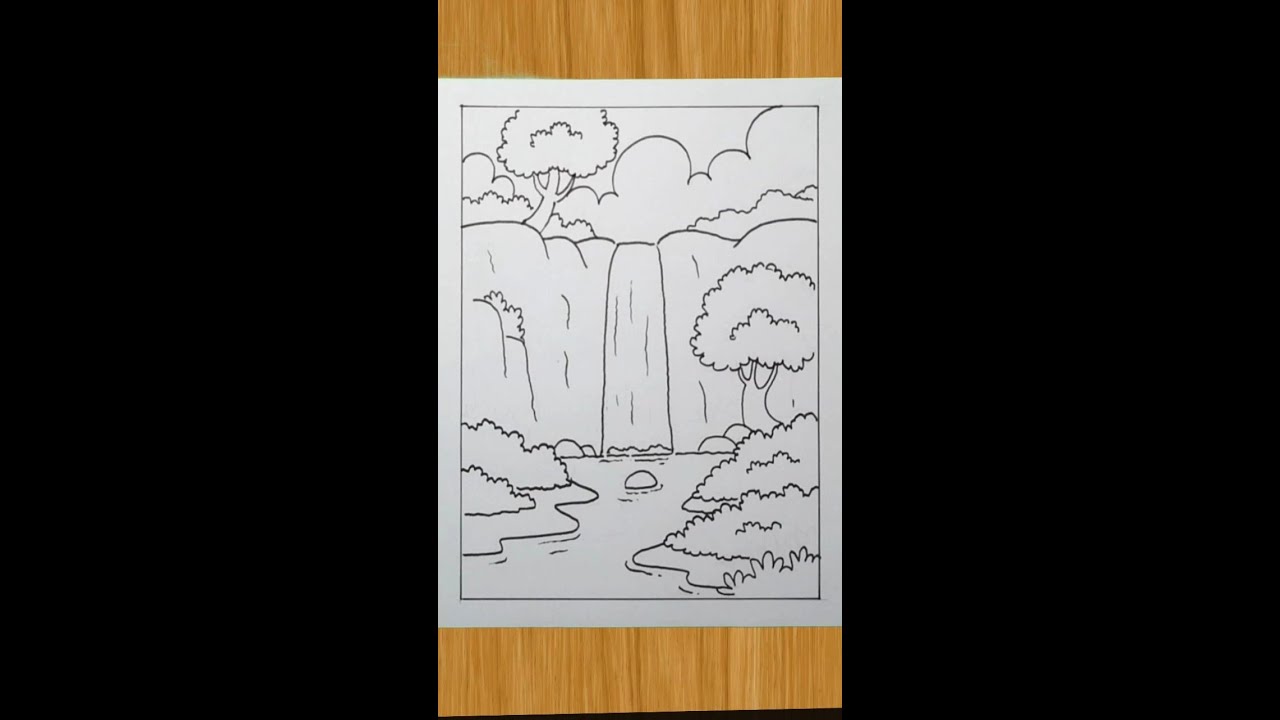 Cara gambar air tejun indah