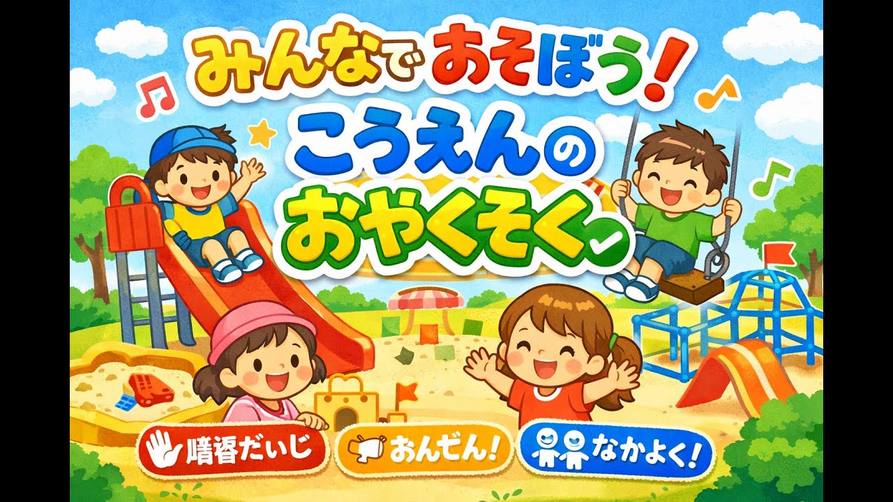 みんなで あそぼう！こうえんのおやくそく｜こども向け たいそう・うた🎶 安全にたのしく✨