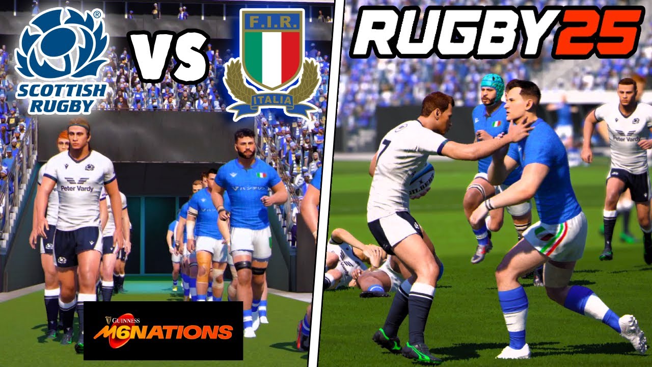 SCOTLAND vs ITALY | 6 Nations 2025 Round 1 | Rugby 25 Gameplay and Commentary Hardest Difficulty
