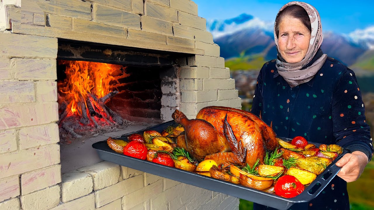 Off-Grid Village Life: Azerbaijan’s Traditional Turkey Roast in a Brick Oven