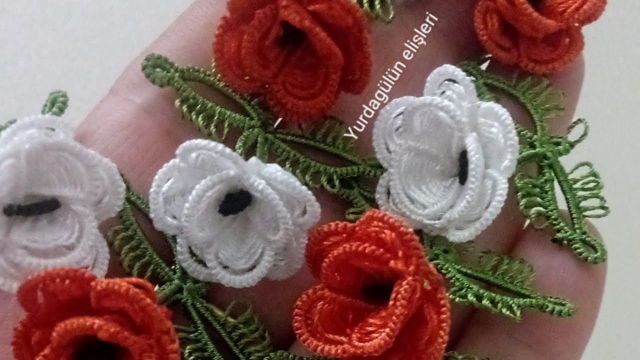 dolgulu ✅ yapraklı mekik oyası Gül 🌹 yapımı💯