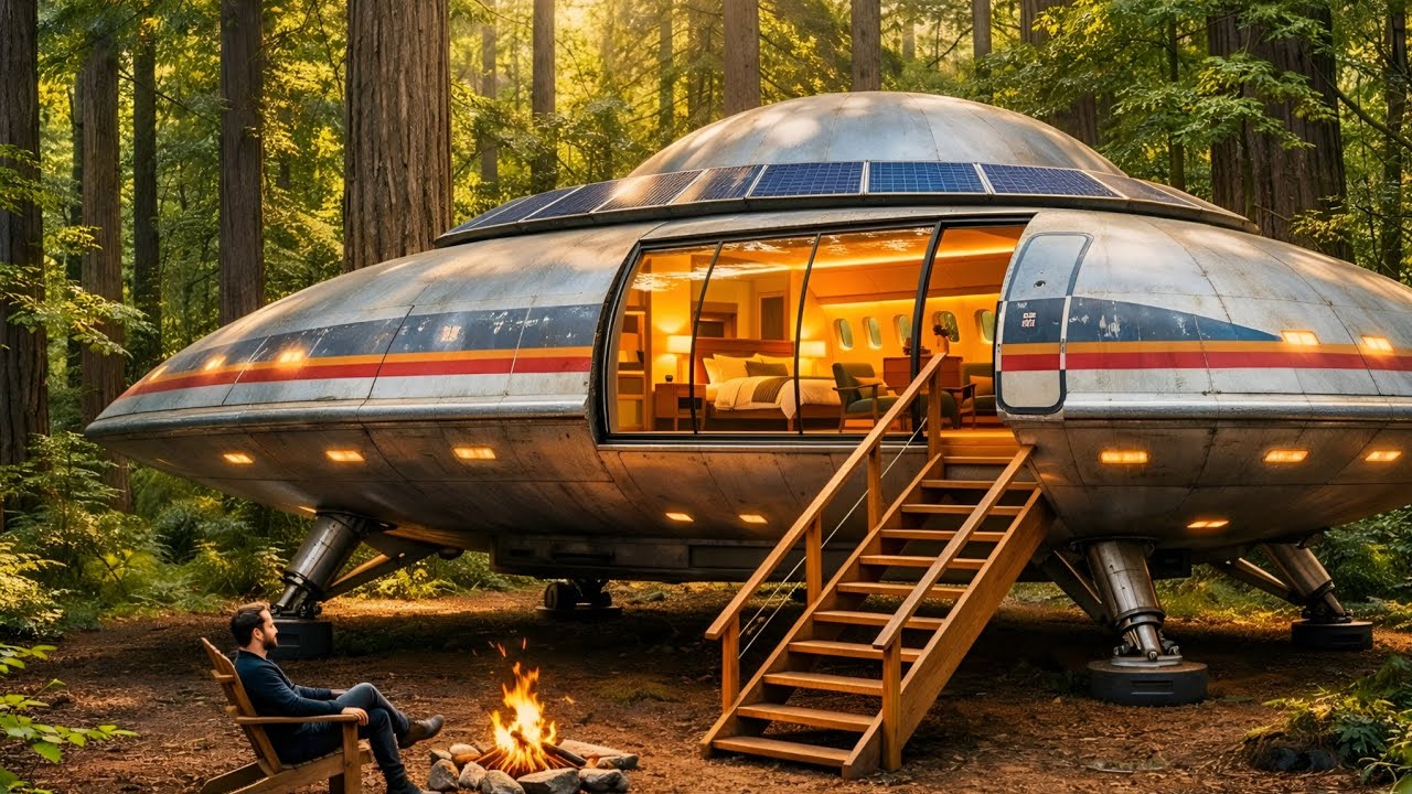 ASMR Building a Secret Living Space Inside a UFO Hidden in the Forest