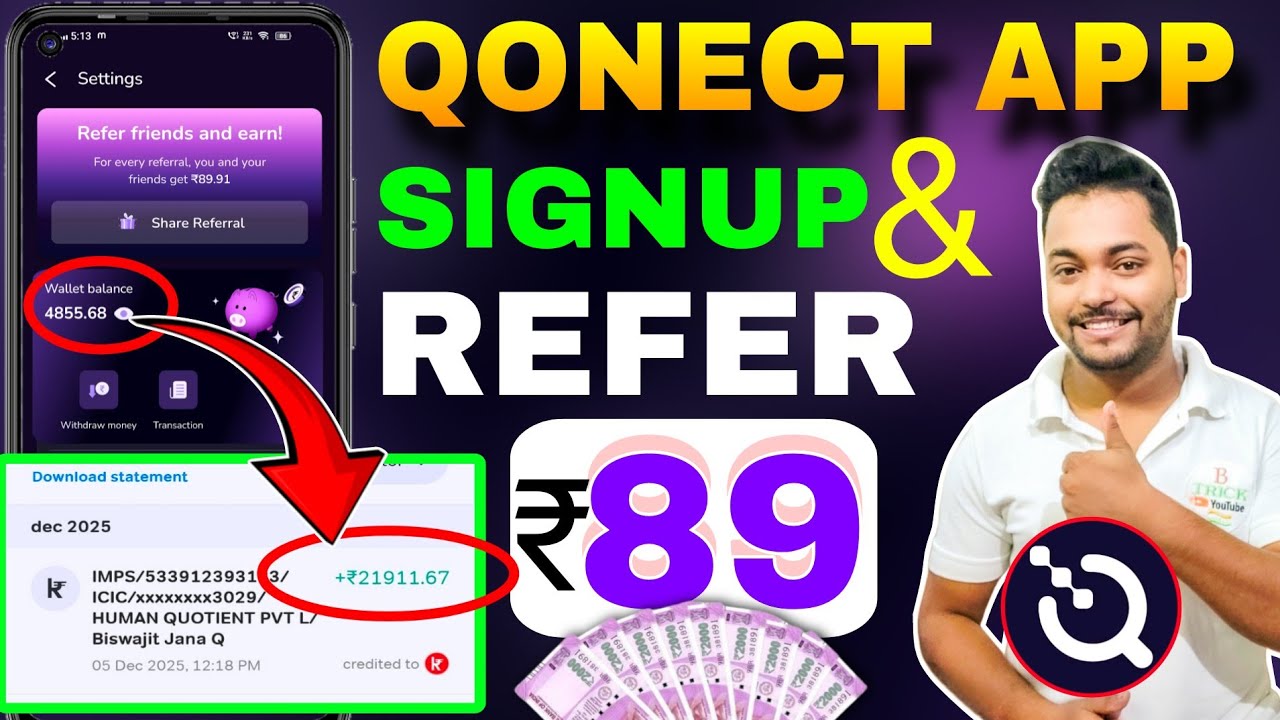 Qoneqt Refer And Earn | Qoneqt app real or fake | qoneqt app Withdrawal proof | qoneqt app | New App
