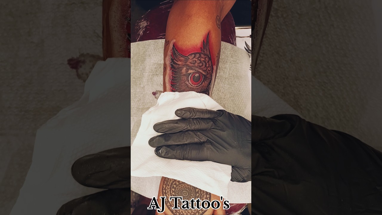 Owl and Feather Tattoo On Hand 