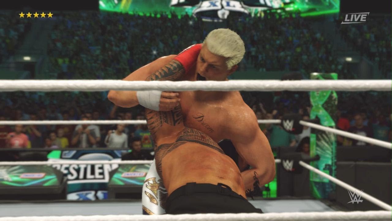 WWE 2K24 Cody Rhodes vs. Roman Reigns Bloodline Rules Match Wrestlemania 40