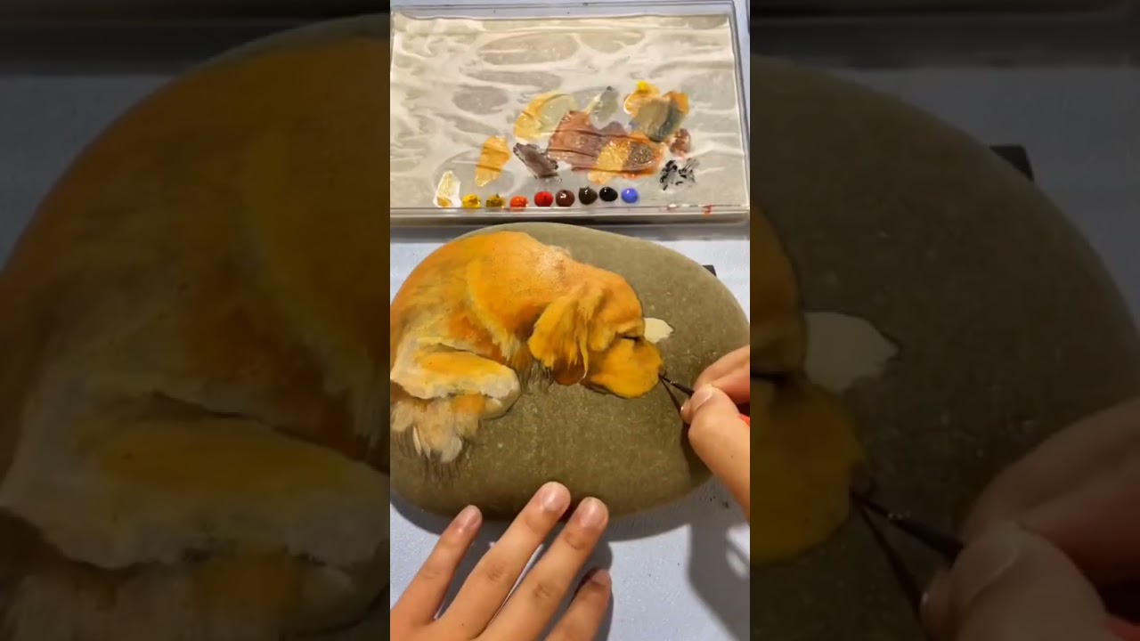 How to paint a dog on a stone / Dog rock painting tutorial / Stone painting ideas for dogs #dogart