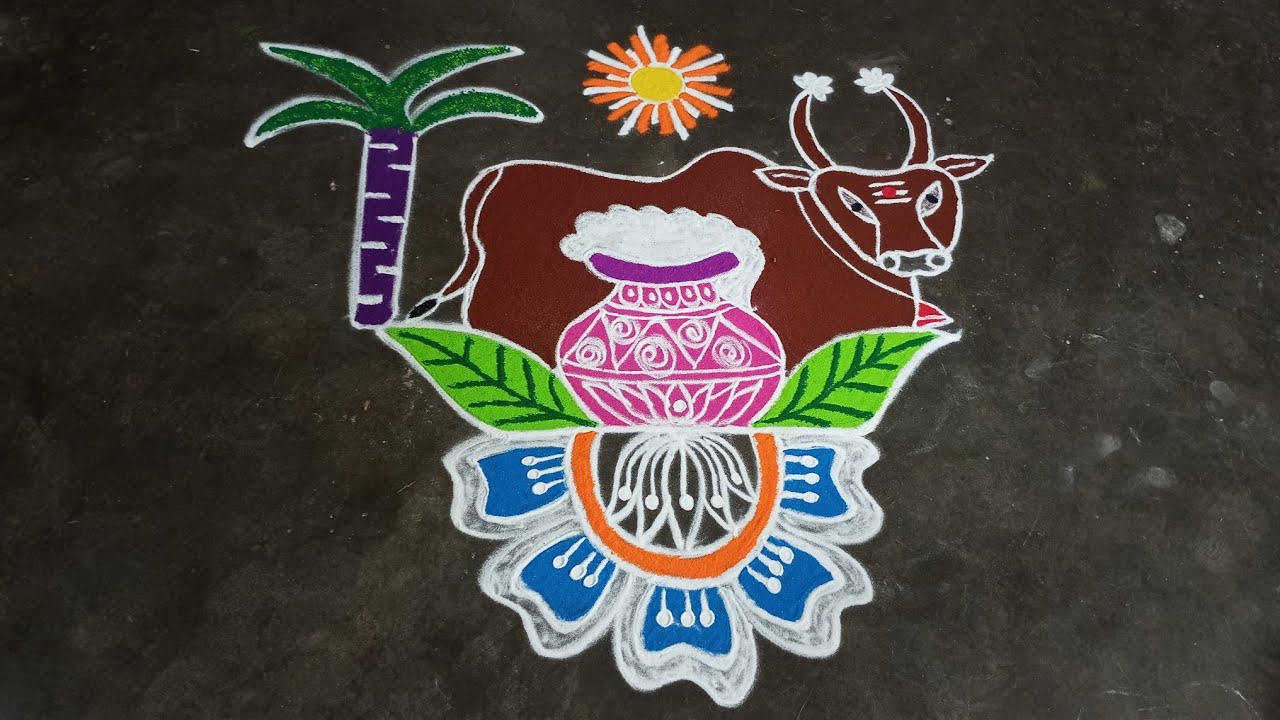 mattu pongal kolam #mattupongalkolam #mattupongal #pongalrangoli