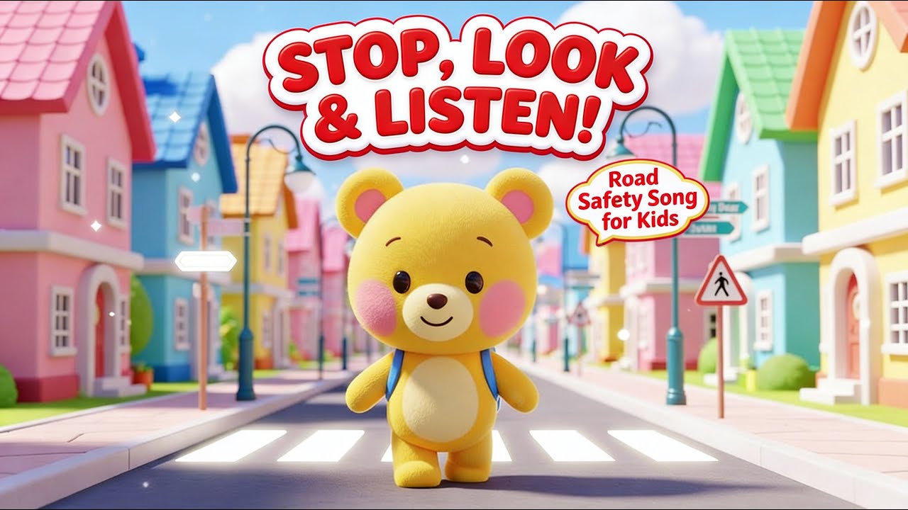 Stop, Look, and Listen! 🚦 Road Safety Song for Kids [Happy Cloud Music Club]