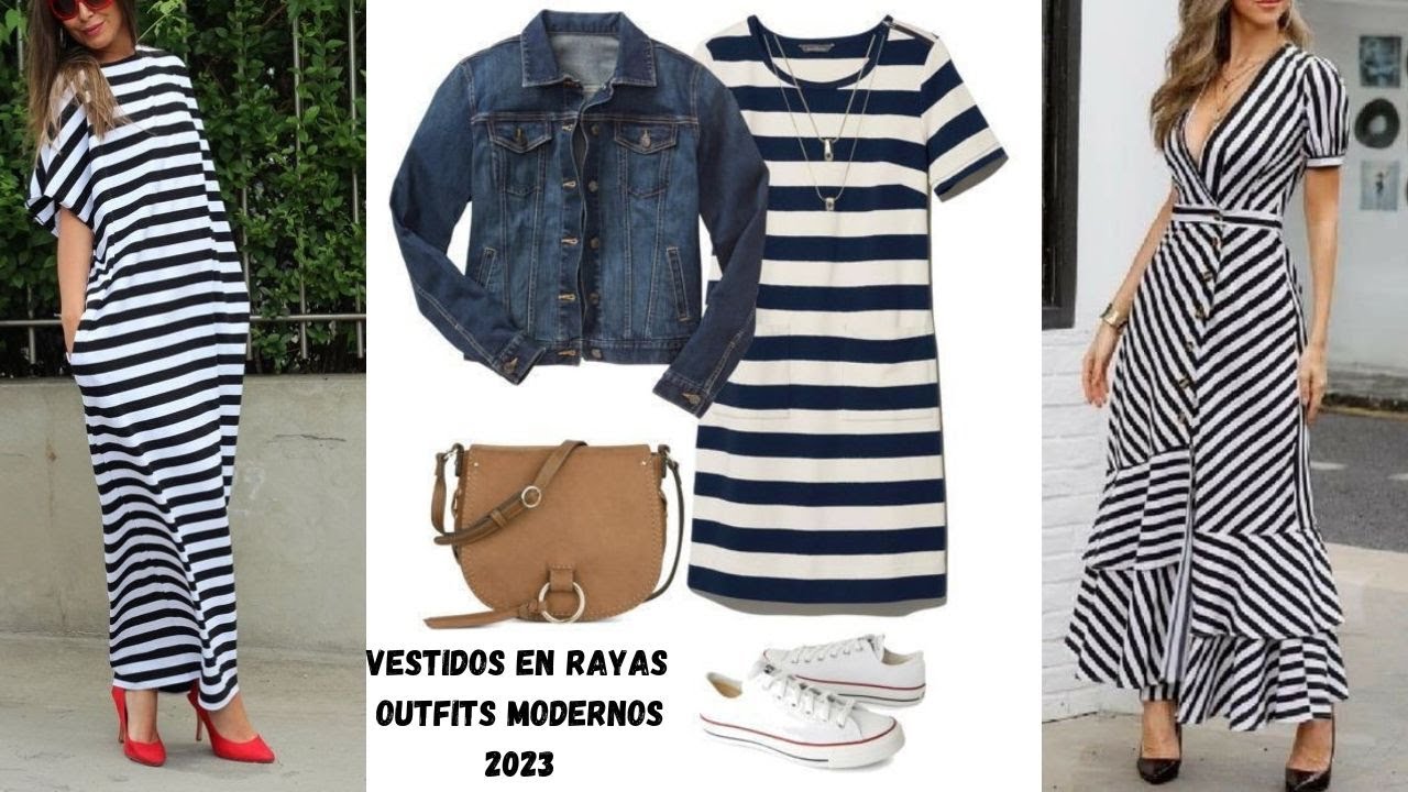 VESTIDOS MUJER MODERNA ESTAMPADO RAYAS TENDENCIAS 2023💋FASHION IN YOUTH DRESSES MATURE WOMAN OUTFITS