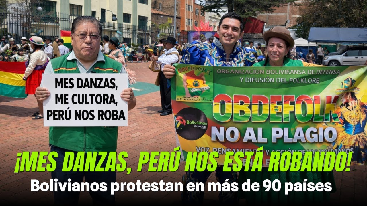 BOLIVIANOS PROTESTAN POR SUS DANZAS en 90 países, pero todo fue una farsa, FUERON 4 GATOS.