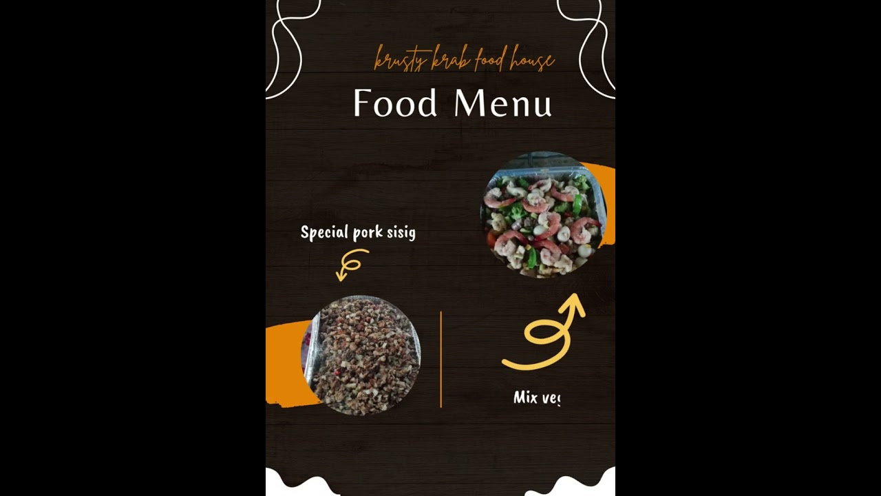 Brown Black Modern Restaurant Food Menu Portrait