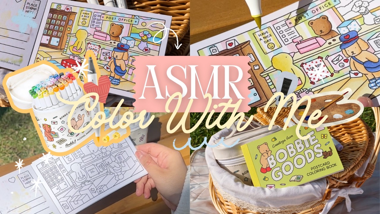 Color Bobbie Goods Postcard Coloring Book Using Bobbie Goods Ohuhu Markers | ASMR Outdoor Coloring