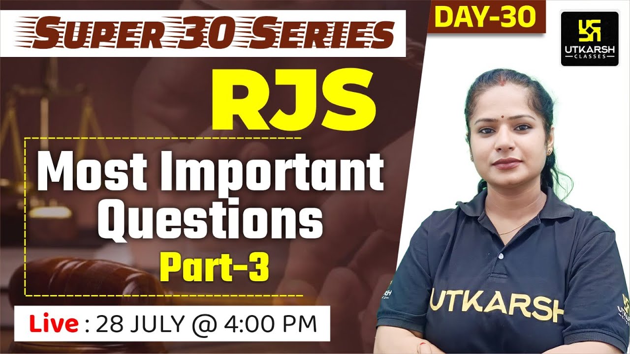 Most Important Question for RJS Part-3 | Quick Revision | Judiciary Exams | Super 30 By Sarika Mam