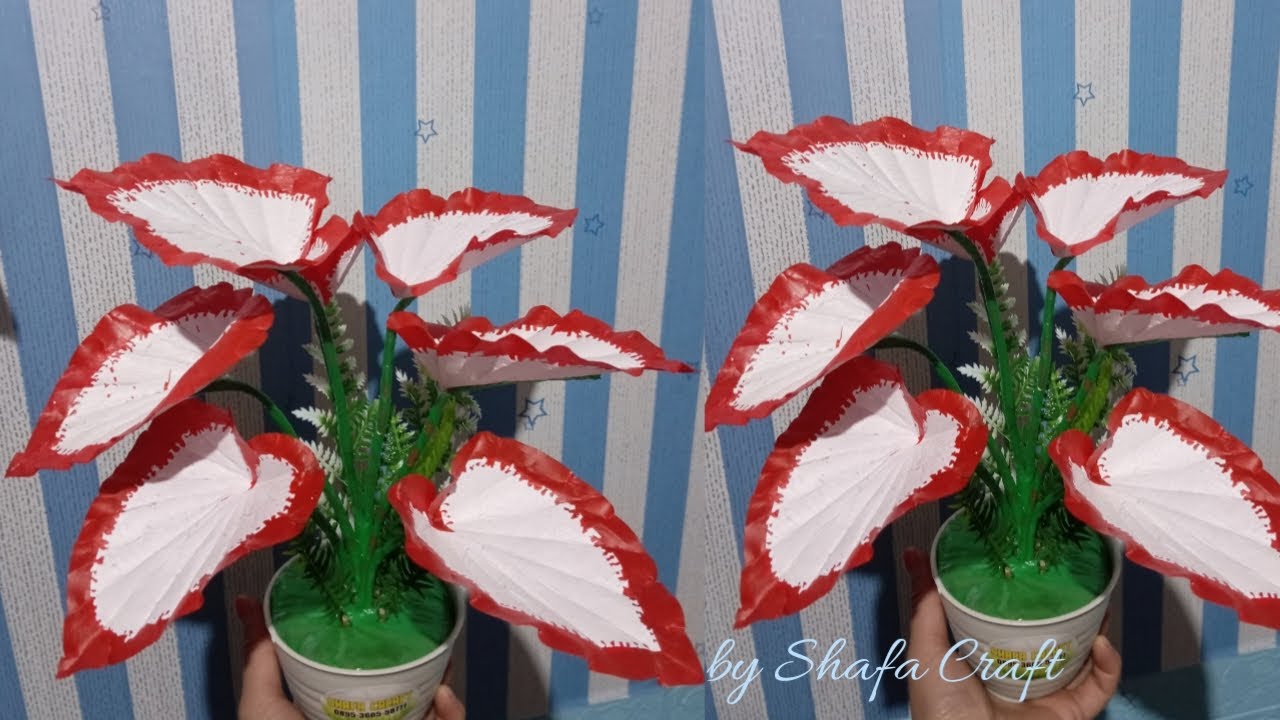 DIY | Cara membuat bunga keladi dari plastik kresek| Keladi Merah putih