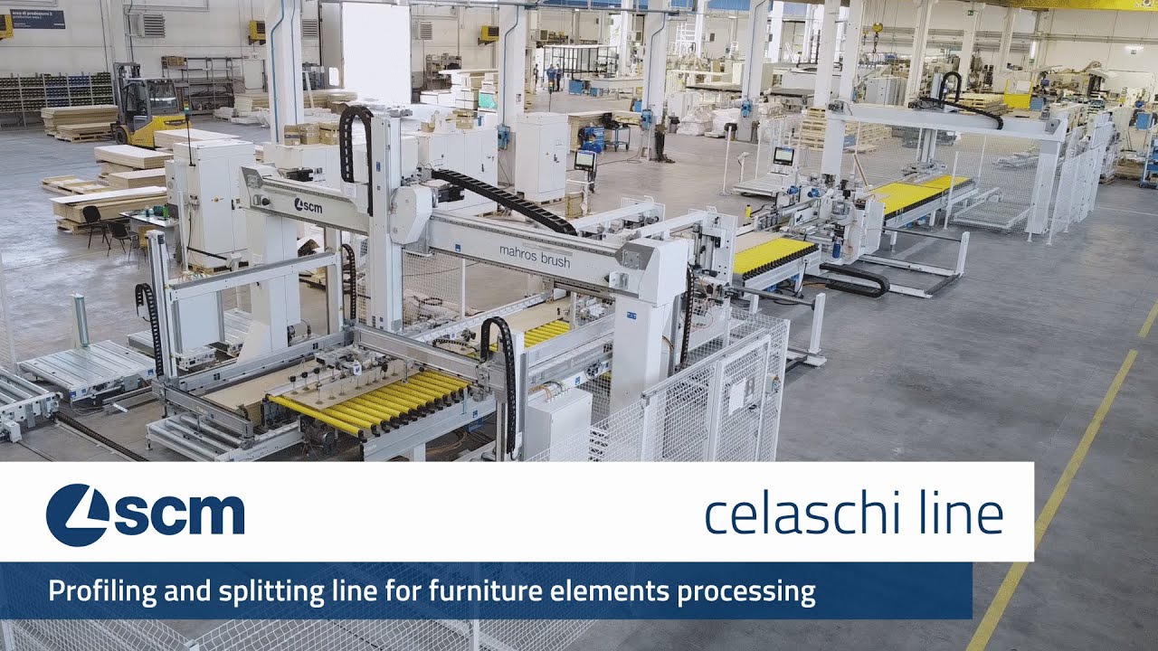 scm celaschi line – Profiling and splitting line for furniture elements processing