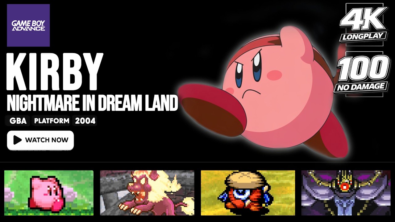 [100% & NO DAMAGE] Kirby: Nightmare in Dream Land | GBA LONGPLAY | FULL GAME | 4K