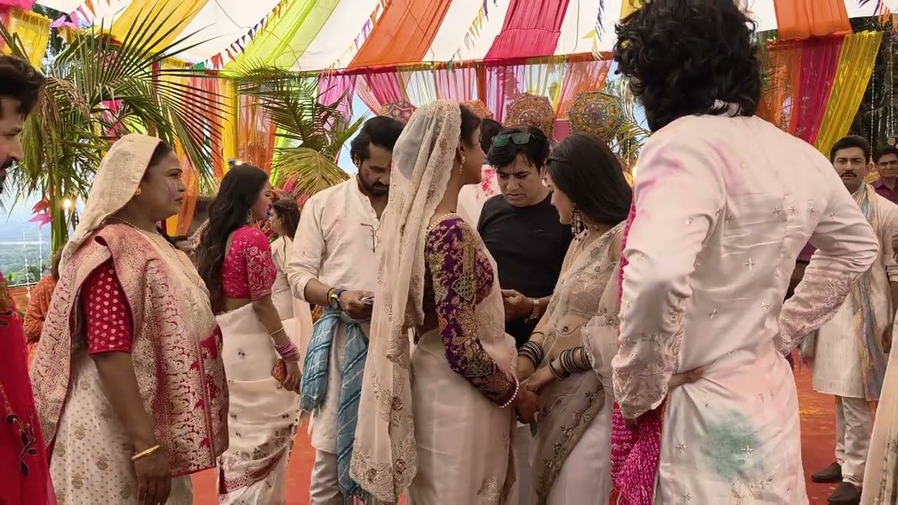 #tvshow  reet and Raghav holi ka bts video romantic video BTS video on set bts all family 🎬🎥#serial 