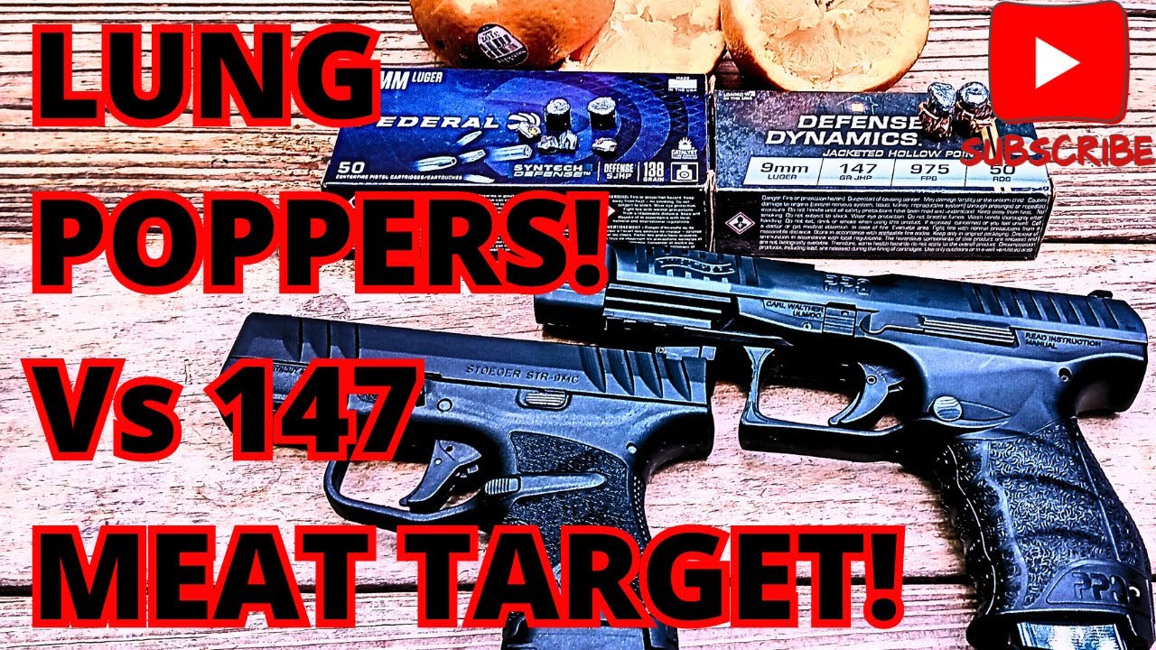BEST 9mm Ammo SYNTECH DEFENSE Hit 4x for Every Press? LUNG POPPERS vs FIOCCHI 147 MODERN MEAT TARGET