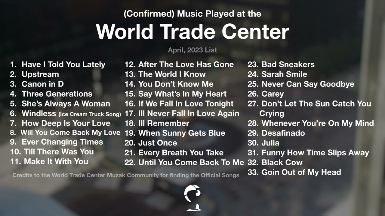 Found World Trade Center Plaza & Mall Music List (As Of April, 2023)