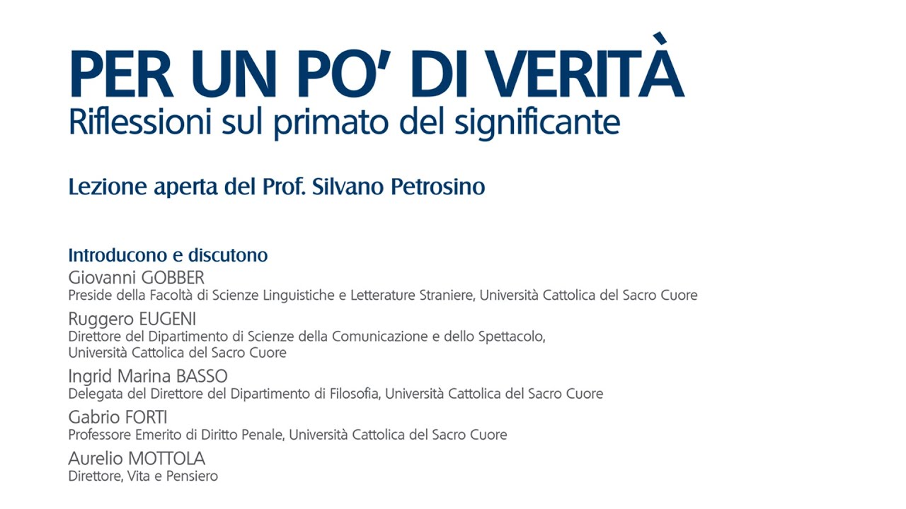 Per un po' di verità: lezione aperta di Silvano Petrosino | 26 novembre 2025