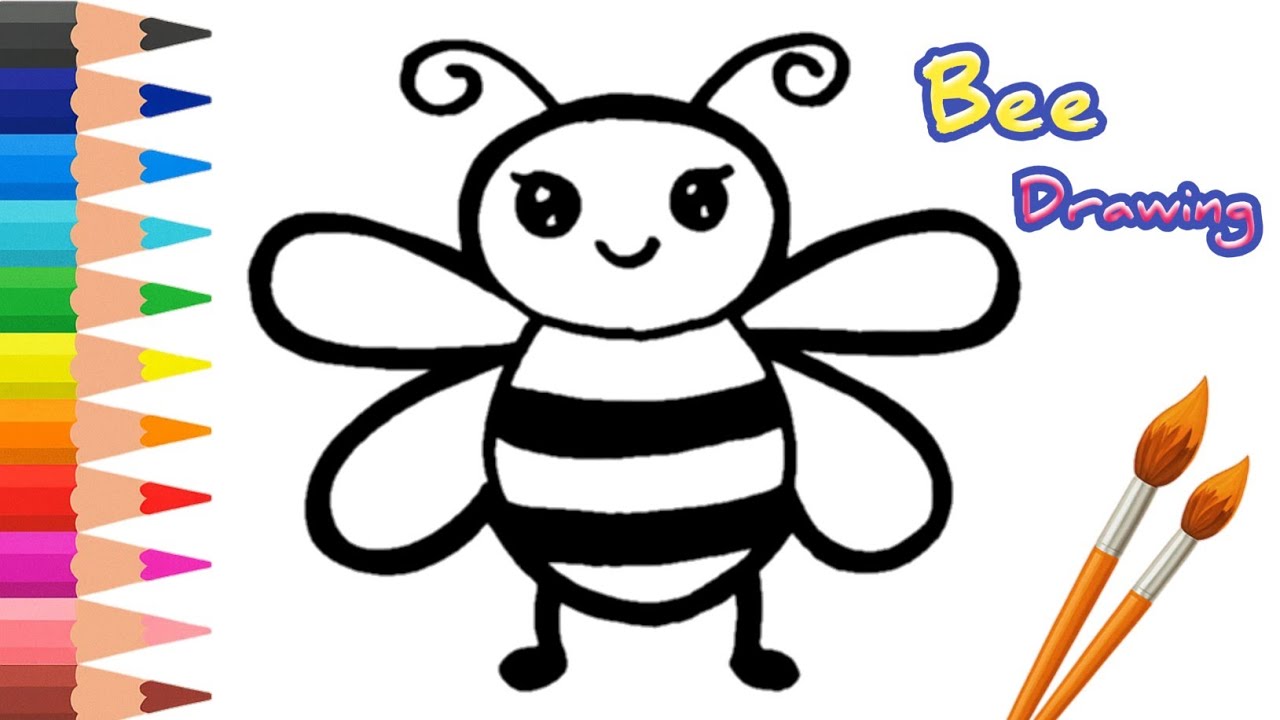 How to Draw Easy Bee 🐝 | Learn Step by Step Honey Bee Drawing 💖
