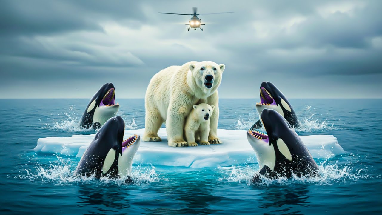 Heroic Rescue Team Saves Polar Bear and Cub Trapped on Melting Ice Sheet