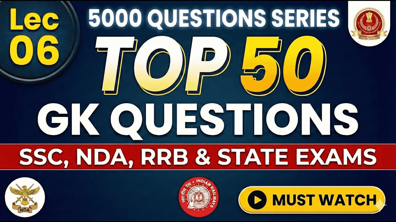 Lec 06 | Current Affairs+Static GK MCQs | Top 50 Question Daily|5000 Question series