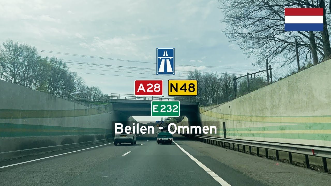 Driving in the Netherlands: Rijksweg A28 E232 & N48 from Beilen to Ommen