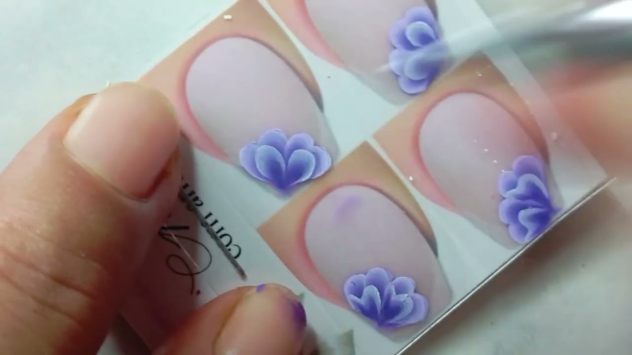 Passo a passo com molde vazado Flôr violeta 💅💜