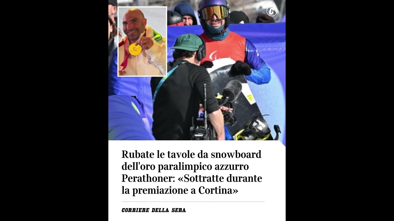 Rubate le tavole da snowboard dell’oro paralimpico Perathoner durante la premiazione a Cortina