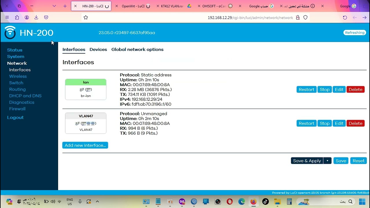 سلسة شروحات المايكروتك من KARNZ : برمجة اكسس  OpenWrt KT-412H فيلان مع تشغيل السوتش وملفات النايبرز