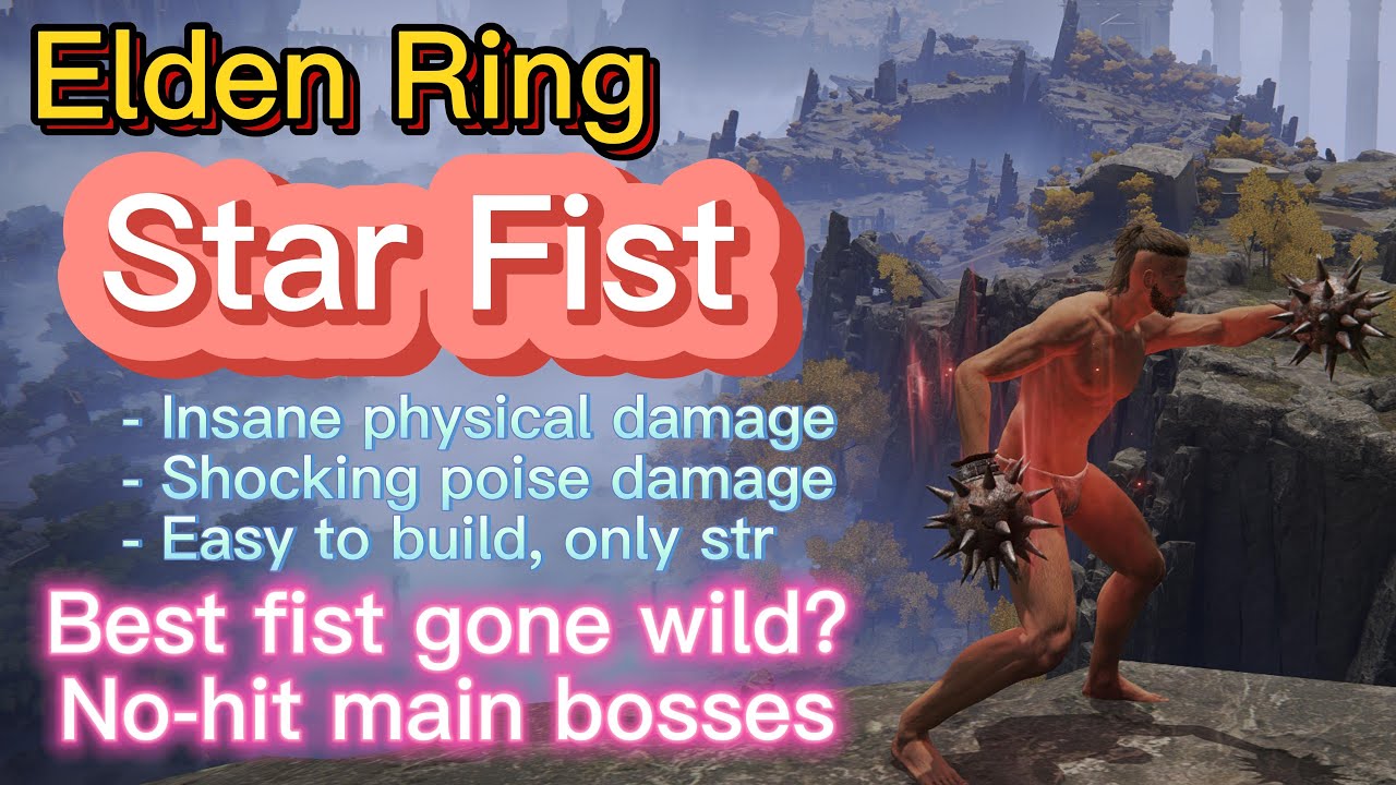 Best Fist Weapon Gone Wild Build, main Elden Ring Boss No Hit run, insane damage - Star Fist