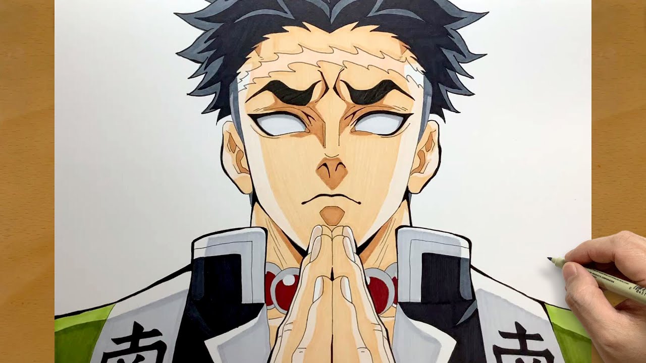 How to draw Himejima Gyoumei from Demon Slayer: Kimetsu no Yaiba Hashira keiko-hen | draw anime