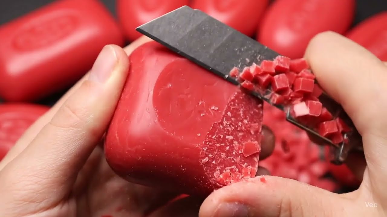 Relaxing ASMR Soap Art: Crushing Colorful Soap, Cutting cubes