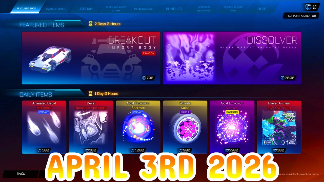 Rocket League ITEM SHOP Daily #491 (3rd April 2026)