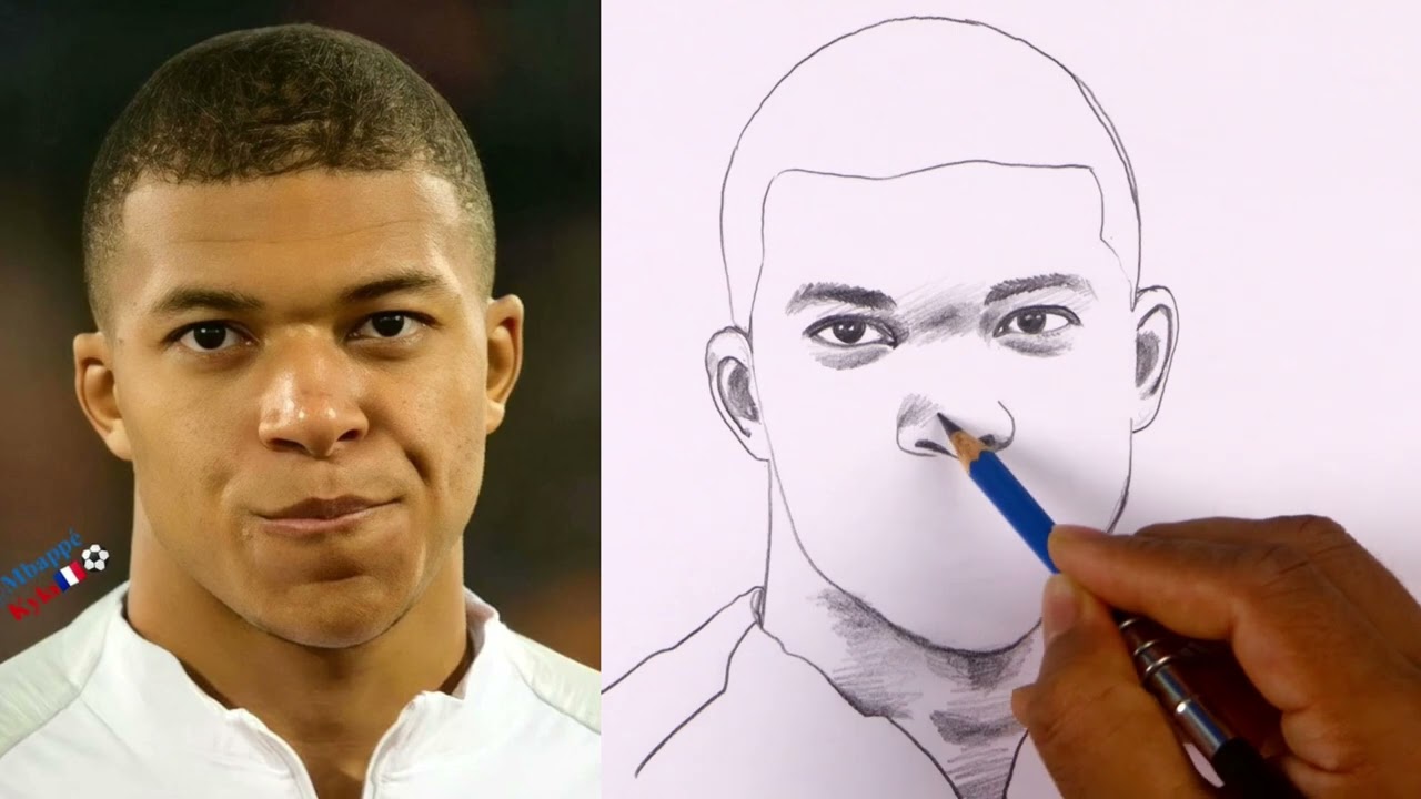 Kylian Mbappe Drawing 😍 How to Draw Mbappe Step By Step | Easy Pencil Sketch