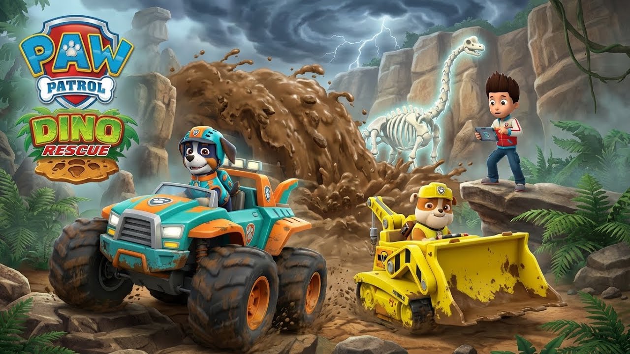 PAW Patrol: Rescue Wheels – The Deep Mud Dinosaur Discovery! 🦖🛞 | Monster Truck Saves & Dino Wilds!