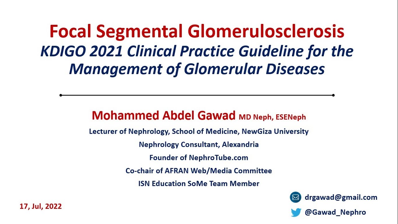 Focal Segmental Glomerulosclerosis - FSGS (KDIGO 2021 Guidelines) - English Language - Dr. Gawad