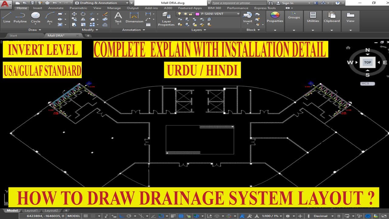 Auto CAD:How to Draw Drainage system complete explain in URDU/HINDI