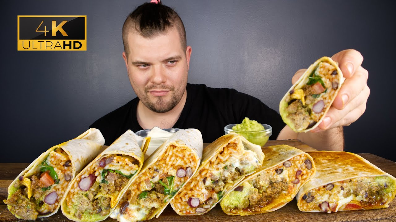 ASMR BEEF & BEAN BURRITOS MUKBANG | DAVE KAY ASMR