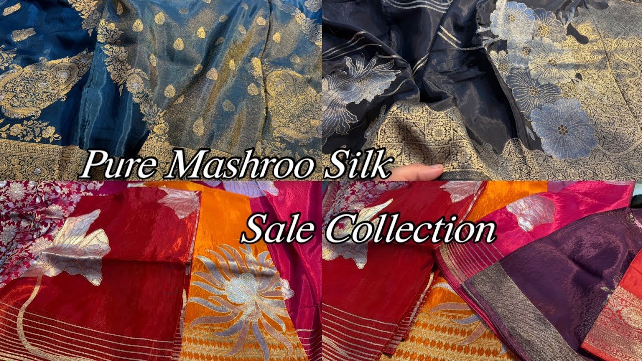 Sale Price 😱Pure Mashroo Silk Butter Creape Silk #Banarasi Saree Collection #saree #viral 