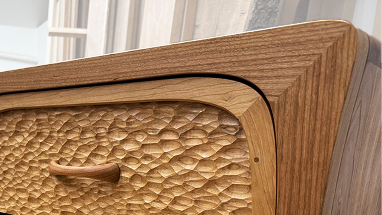 Curvy Cabinet, Textured Drawers - Fine CNC Woodworking Furniture